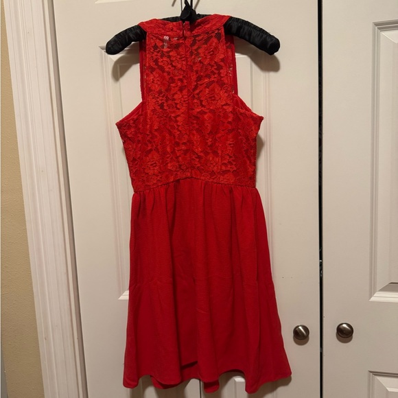 Speeckless Girls Small Red Sleeveless Lace Top Dress Zip Back - Picture 2 of 3